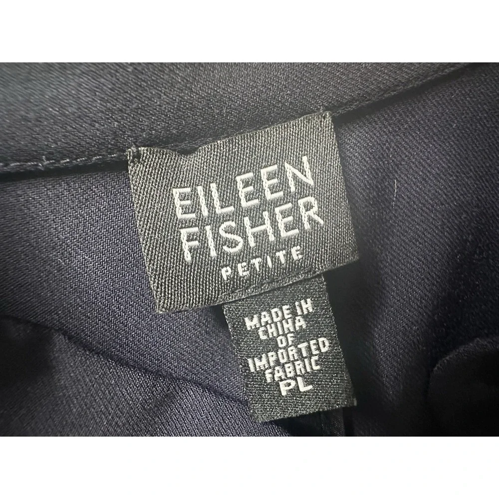 Eileen Fisher Mandarin  Collar Button Front Black Blazer Womens‎ Size PL